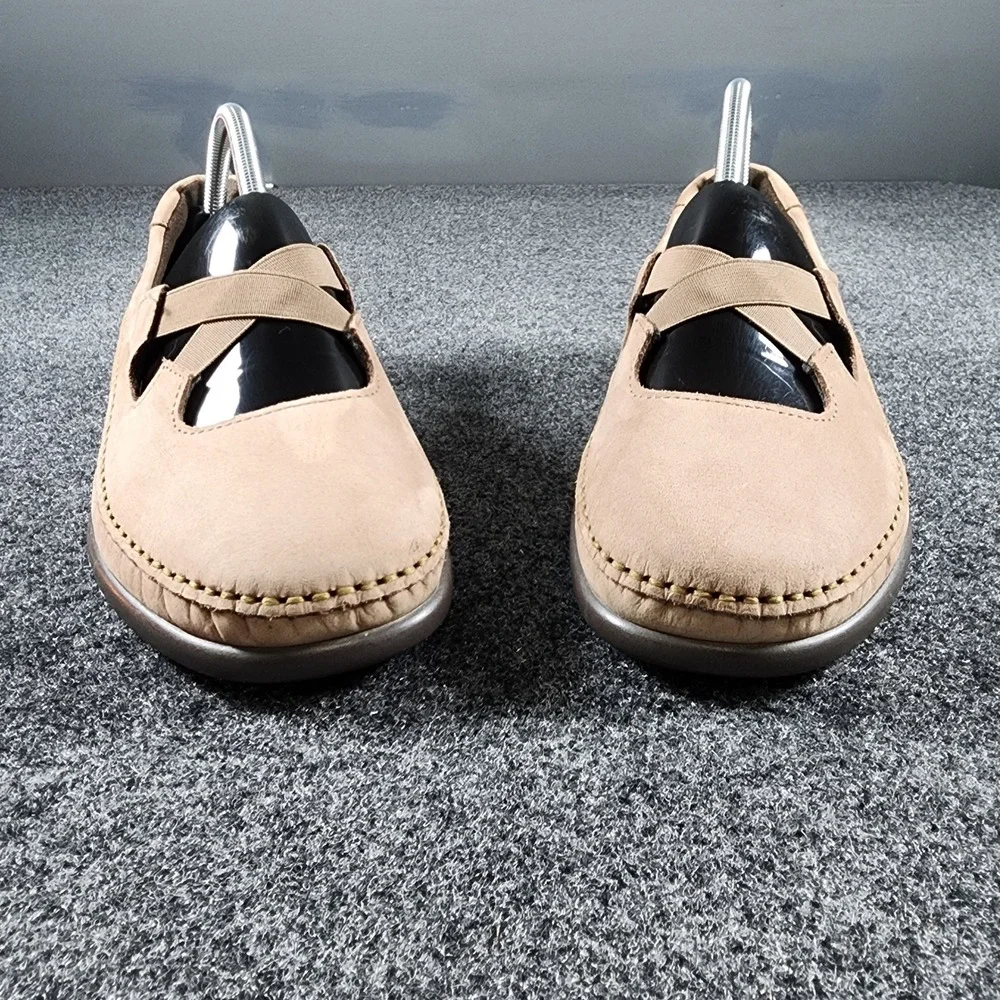 SAS Crissy Slip-On Loafers Womens 10W Tan Nubuck Leather Elastic Strap EUC
